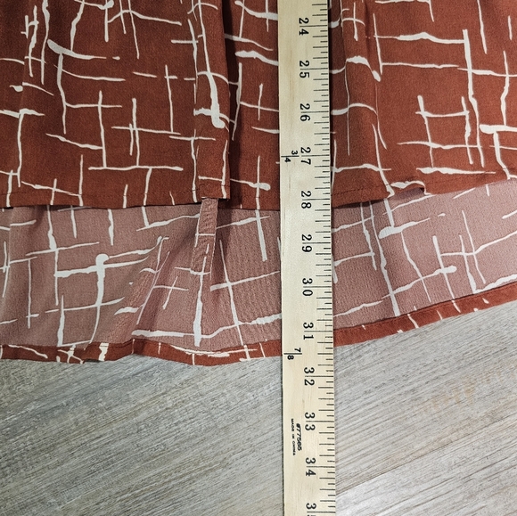 Weekend By Suzanne Betro, Rust and White Bohemian Blouse Tiered Body and Sleeves - Picture 11 of 14